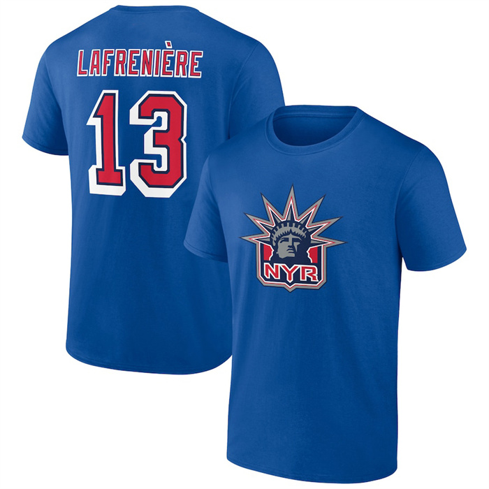 Men's New York Rangers #13 Alexis Lafrenière Blue T-Shirt